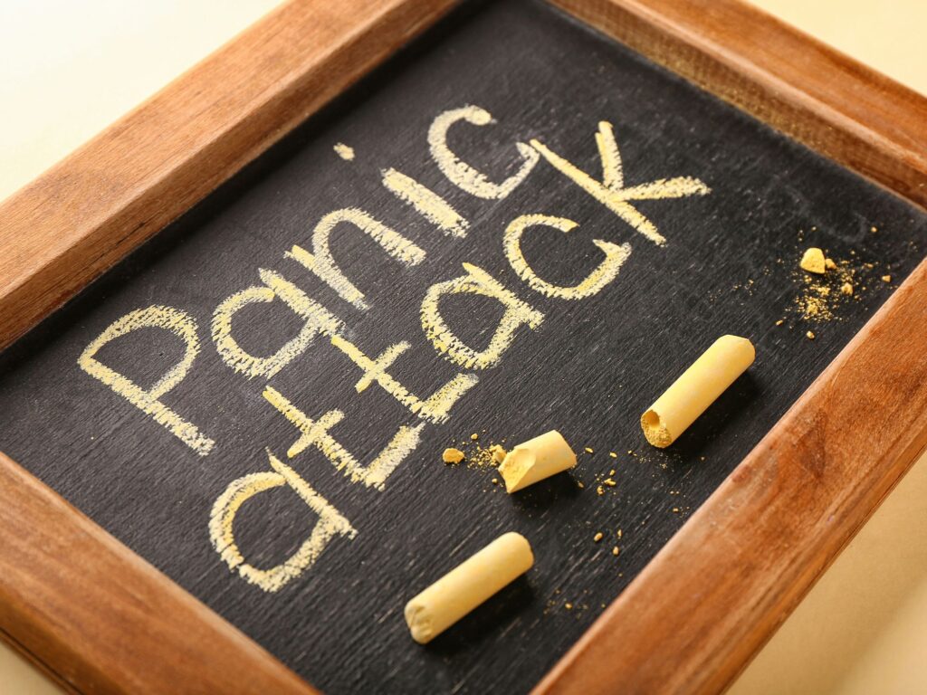 Board that says panic attack