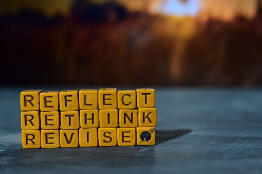 Blocks that say "Reflect", "Rethink", and "Revise"